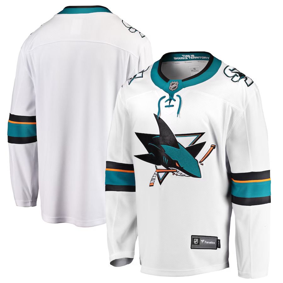 Men San Jose Sharks Fanatics Branded White Breakaway Away NHL Jersey->women nhl jersey->Women Jersey